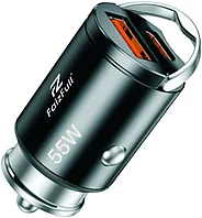 Автомобильное зарядное устройство FaizFull FZ12 mini, 1Type-C, 1USB, 3A, PD+QC3.0, 55Вт, металл (black)