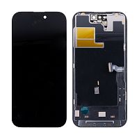 Дисплей для iPhone 14 Pro (A2891) в сборе с тачскрином Черный - (Soft OLED, Full HD, 120 Гц) (площадка под IC)