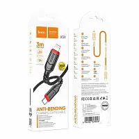 Кабель Type-C - Lightning Hoco X59 Anti-Bending charging cable (3A, PD20W) оплетка 3м. (black)