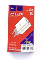 Сетевое зарядное устройство Hoco C80A PD20W QC3.0 dual port charger Type-C+USB-A (EU) white