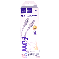 Кабель Type-C - Type-C Hoco X99 (3A, 60W, PD, прозрачный силикон, термостойкий) Серый