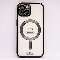 Чехол Силикон ELECTROPLATE Magsafe для iPhone 15 6.1" (2023) черный
