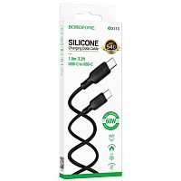 Кабель Type-C - 8 pin Borofone BX113 Silicone charging Type-C - Lightning PD27W 3м. черный