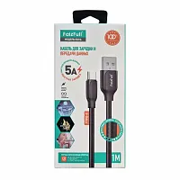 Кабель USB - Type-C FaizFull FR96 (1м, 5A) огнеупорный матовый силикон (black)