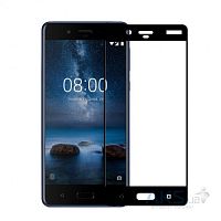 Защитное стекло "Полное покрытие/ Full screen" для Nokia 8 тех/пак (black)