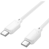 Кабель Type-C - Type-C FaizFull FR168 (1м, 60W) TPU Оплётка, поддержка передачи данных (white)