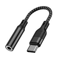 Аудио переходник для наушников FaizFull FP53 Aux Type-C-3.5мм (плетенный кабель) (black)