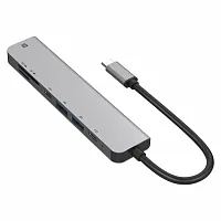 Купить USB HUB Переходник 7в1 FaizFull FP47 (Hdmi, 2type-C, 2usb, microSD) с доставкой