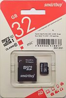Купить Карта памяти MicroSD  32GB  Smart Buy Сlass 10 UHS-I + SD адаптер с доставкой