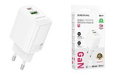 Сетевое зарядное устройство USB/Type-C Borofone BN29 PD30W QC3.0 dual port charger (Type-C/USB) (white)