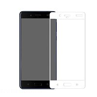 Защитное стекло "Полное покрытие/ Full screen" для Nokia 8 тех/пак (white)
