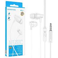 Купить Наушники проводные Borofone BM61 Universal earphones with Mic 3.5mm Jack,1.2m Белый с доставкой