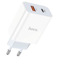 Сетевое зарядное устройство USB Hoco C97A PD20W QC3.0 dual port charger Type-C+USB-A (EU) white