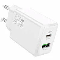 Сетевое зарядное устройство Hoco N71 Nuevo PD30W+QC3.0 dual port charger Type-C+USB-A (белый)
