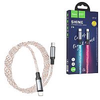 Кабель USB - 8 pin Hoco U112 Shine светящийся charging cable 2.4A, Lighting 1м. (gray)