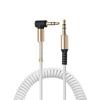 Кабель AUX FaizFull FX17, 3,5мм AUX audio угловой, пружинка,1,8м (white)