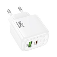 Сетевое зарядное устройство USB/Type-C Hoco CS55A Surplus PD30W QC3.0 dual port charger (white)