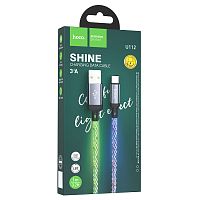 Кабель Type-C - Type-C Hoco U112 Shine светящийся charging cable (3A, PD60W) 1м. gray