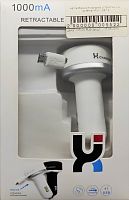 Автомобильное зарядное устройство Lux (рулетка) Micro USB 1A
