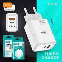 Сетевое зарядное устройство FaizFull FC208 Turbo Charge USB-A 3.0A USB-C 30W Gan (black)