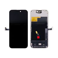 Дисплей для iPhone 15 Pro (A3102) в сборе с тачскрином Черный - (Soft OLED, Full HD, 120 Гц) (площадка под IC)