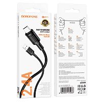 Кабель USB - Micro USB Borofone BX111 (2,4А, 1м) ПВХ, Черный
