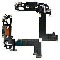 Шлейф для iPhone 12 mini на системный разъем/микрофон Черный - Премиум