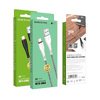 Кабель USB - 8 pin Borofone BX25 Lightning USB Сharging 2.4A 1 м.,нейлон, золото-черный Black