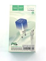 Сетевое зарядное устройство Type-C Hoco C101A Mini PD20W single port charger Type-C с кабелем (Type-C to Lightning)1м.(EU) (ice blue)